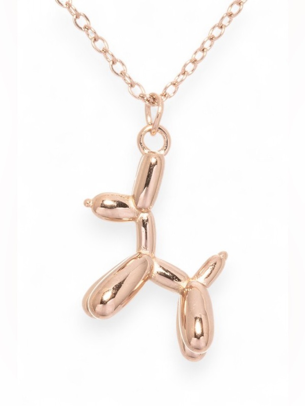 Rose Gold Balloon Dog Pendant Necklace - Women Jewelry